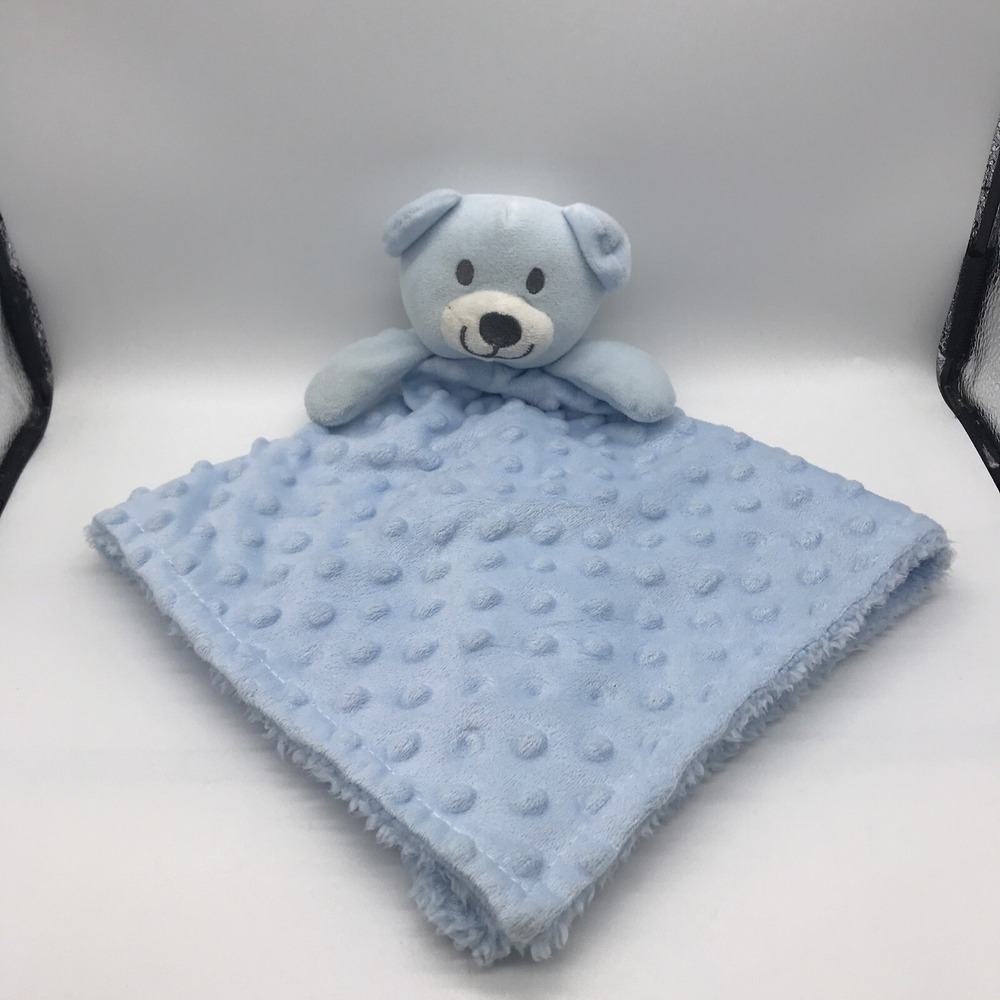 Little Beginnings Blue Teddy Bear Security Blanket Minky Dot Sherpa Lovey 116839